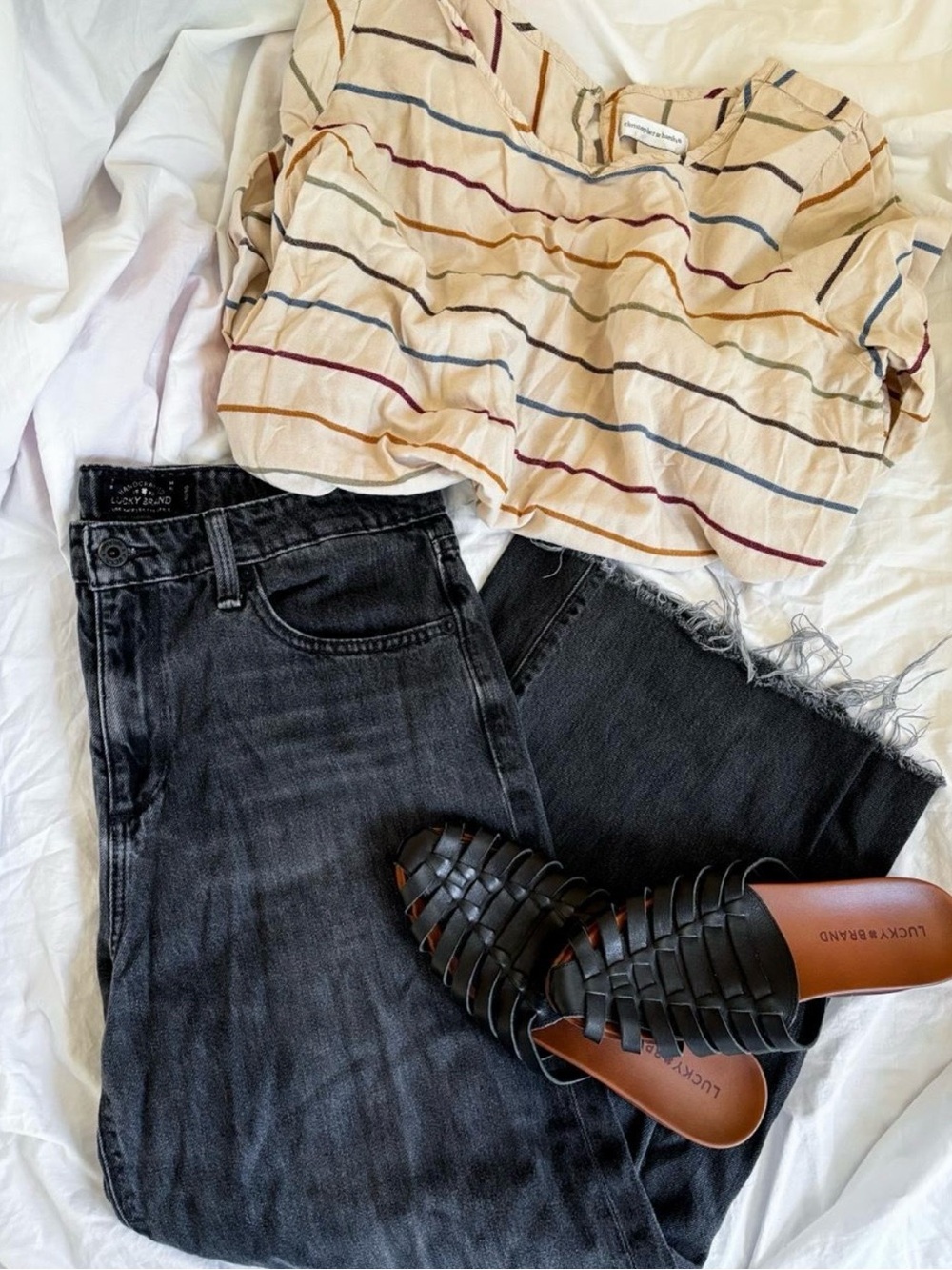 Lucky Brand Black Frayed Hem Ankle Jeans